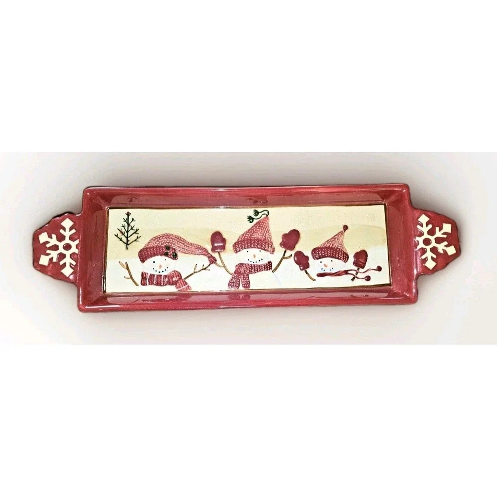 St. Nicholas Square Winter Wishes Snowman Dinnerware Set Bowl Mug Platter Table